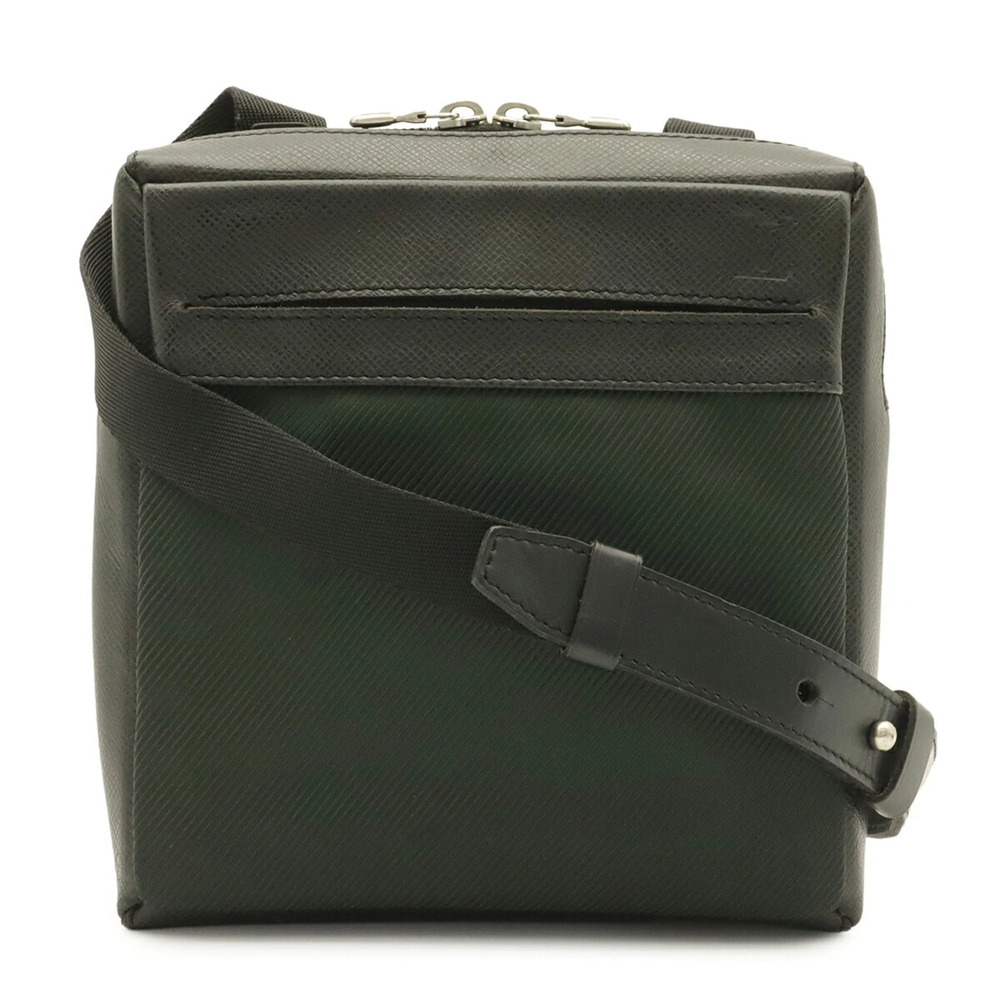 LOUIS VUITTON Taiga Sayan Shoulder Bag, Leather & Canvas, Ardoise, Black, M30902